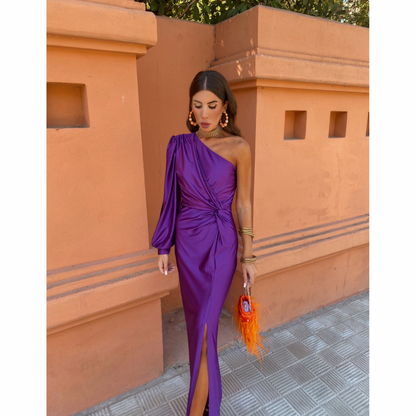 Noa™ | Gedrapeerde Avondjurk met Torsadedetail