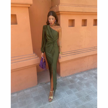 Noa™ | Gedrapeerde Avondjurk met Torsadedetail