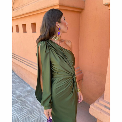 Noa™ | Gedrapeerde Avondjurk met Torsadedetail