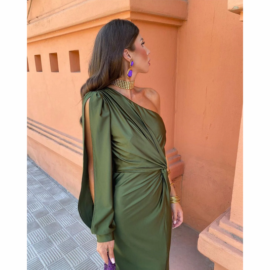 Noa™ | Gedrapeerde Avondjurk met Torsadedetail