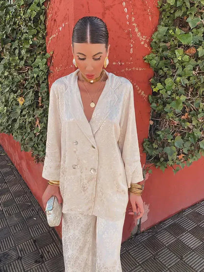 Romy™ | Luxe Jacquard Blazer met Gouden Accenten